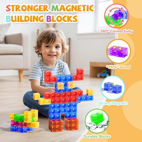 SYSKENI Montessori-inspired STEM blocks in vibrant colors for hands-on learning.