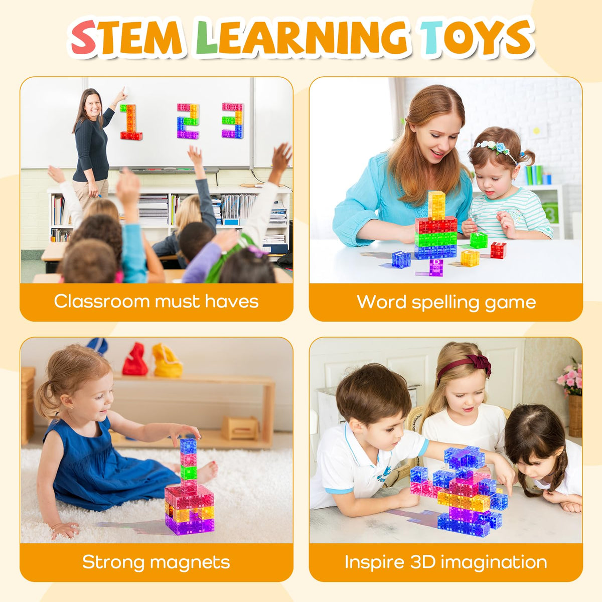 SYSKENI safe ABS plastic magnets with rounded edges for gentle handling.
