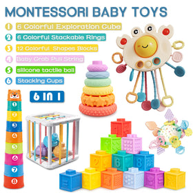 SYUUKH soft stacking tower encourages balanced stacking and fine motor skills.