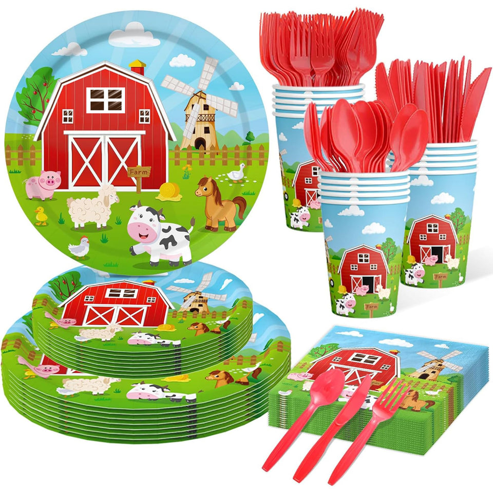 Syxdwz farm plates 9-inch, sturdy party dishware for easy serving and cleanup