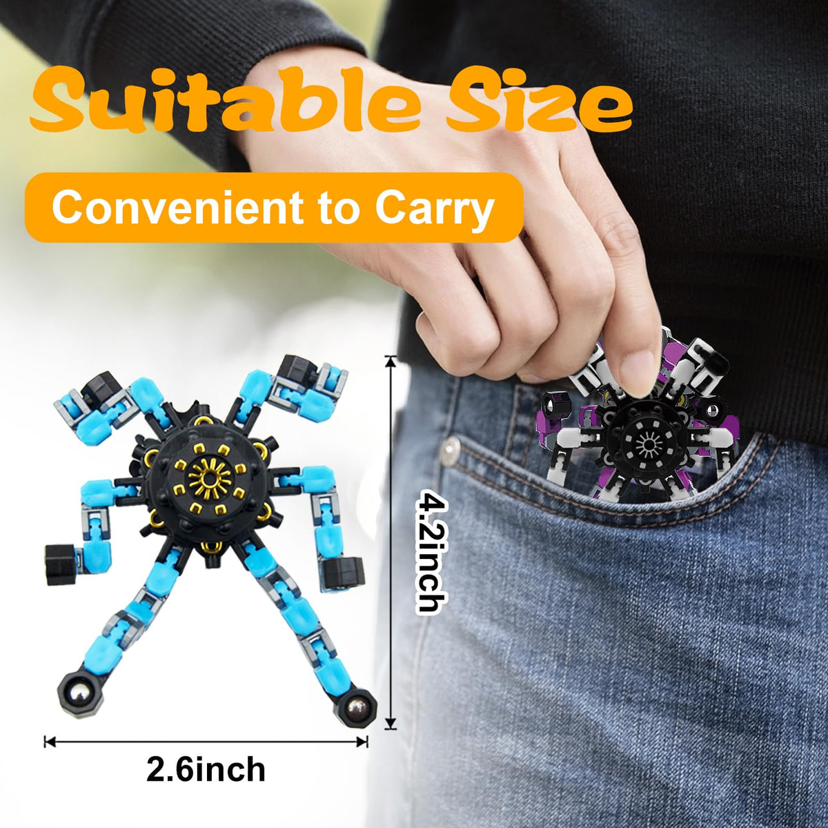 Szcuelz sensory toy in pocket-size design for on-the-go focus.