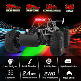SZJJX remote control car side view highlighting durable alloy body for all-terrain fun