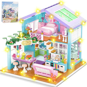 SZRUIZITEC 730pcs pink cat house building kit for imaginative play and design ideas