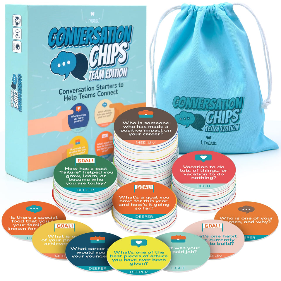 T MARIE Conversation Chips box front for quick team icebreakers