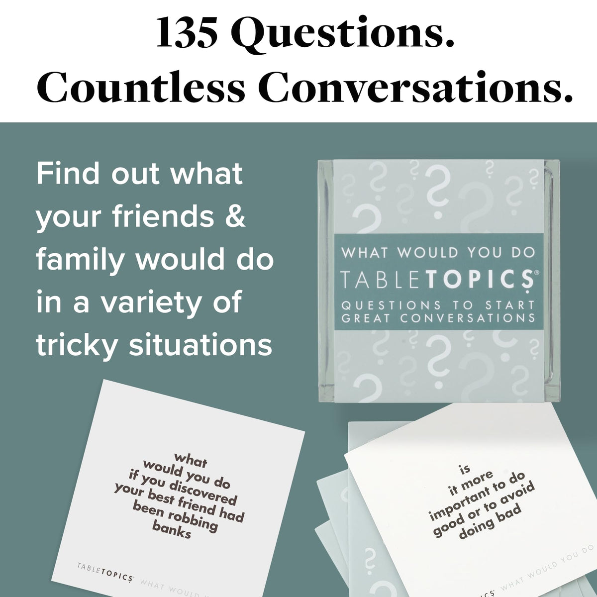 TableTopics 135 provocative questions to spark debate at gatherings.