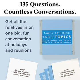 TableTopics 135 questions card set spread for engaging storytelling.