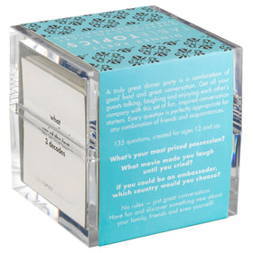 TableTopics dinner party setup with cards ready for guests