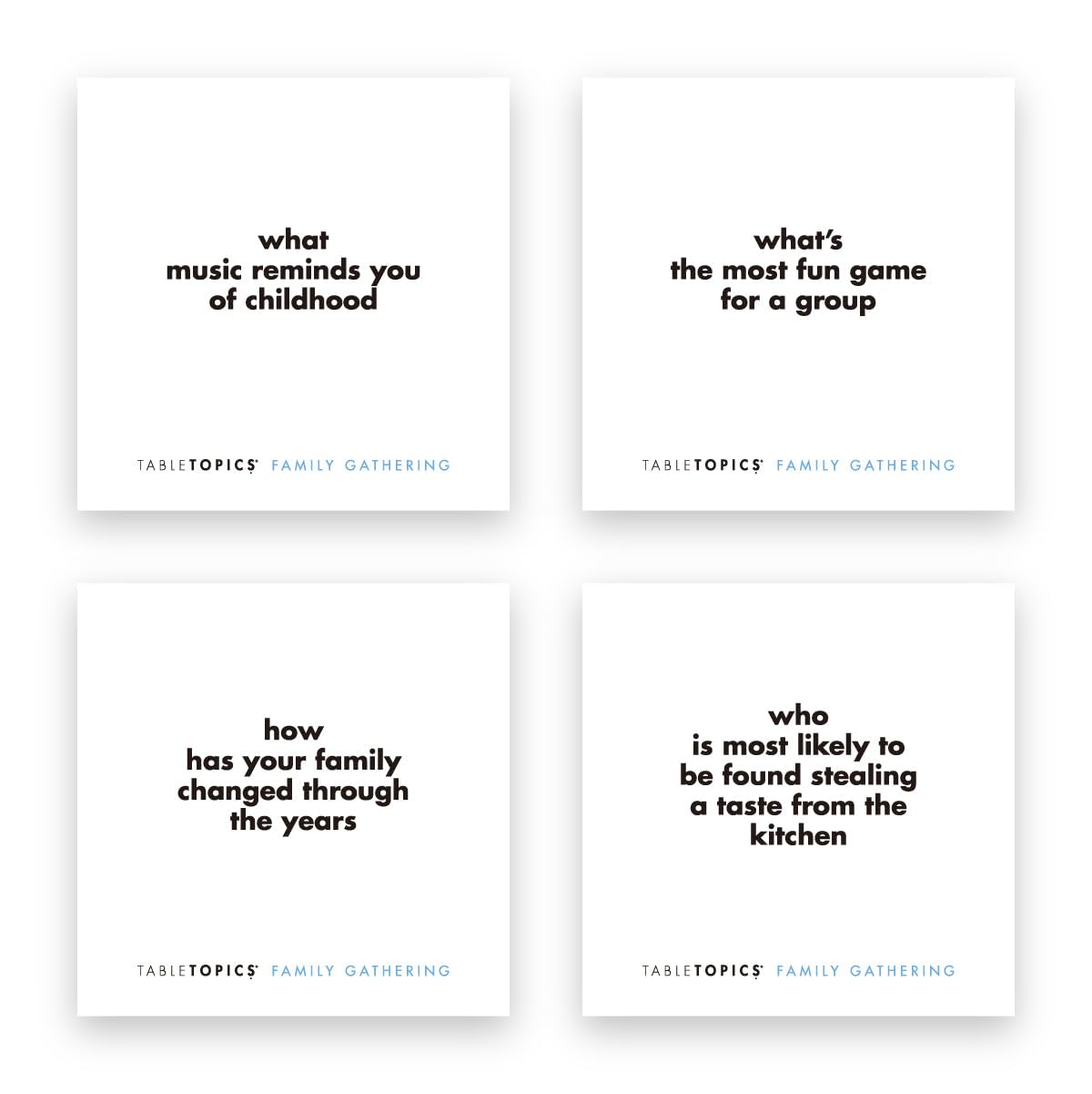 TableTopics family game night setup encourages storytelling and laughter.