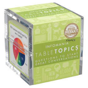 TableTopics Family Infomania card front with prompts for family meals