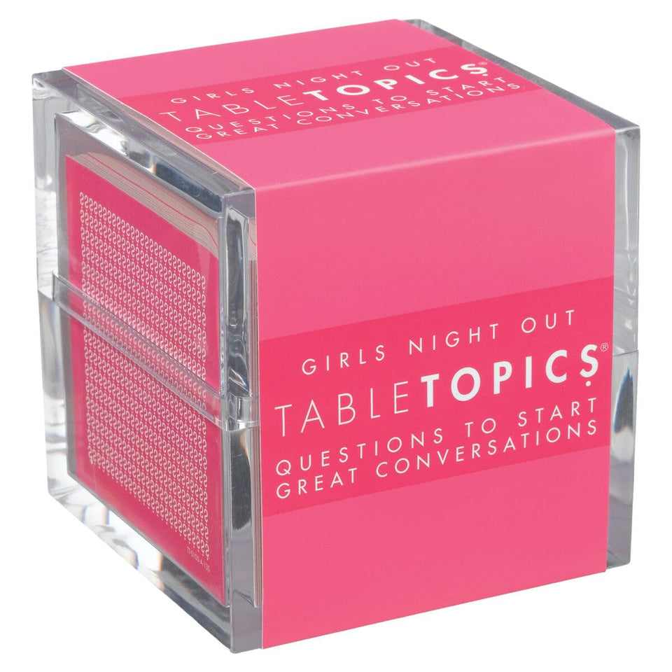 TableTopics Girls Night Out card deck on table sparks lively conversations.