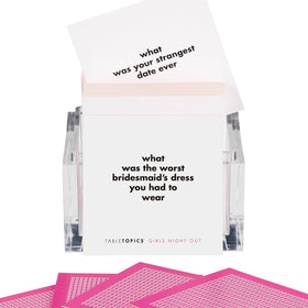 TableTopics Girls Night Out close-up questions invite hilarious, thought-provoking discussions.