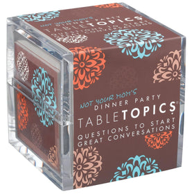TableTopics Not Your Mom's Dinner Party cards on table spark lively conversations.