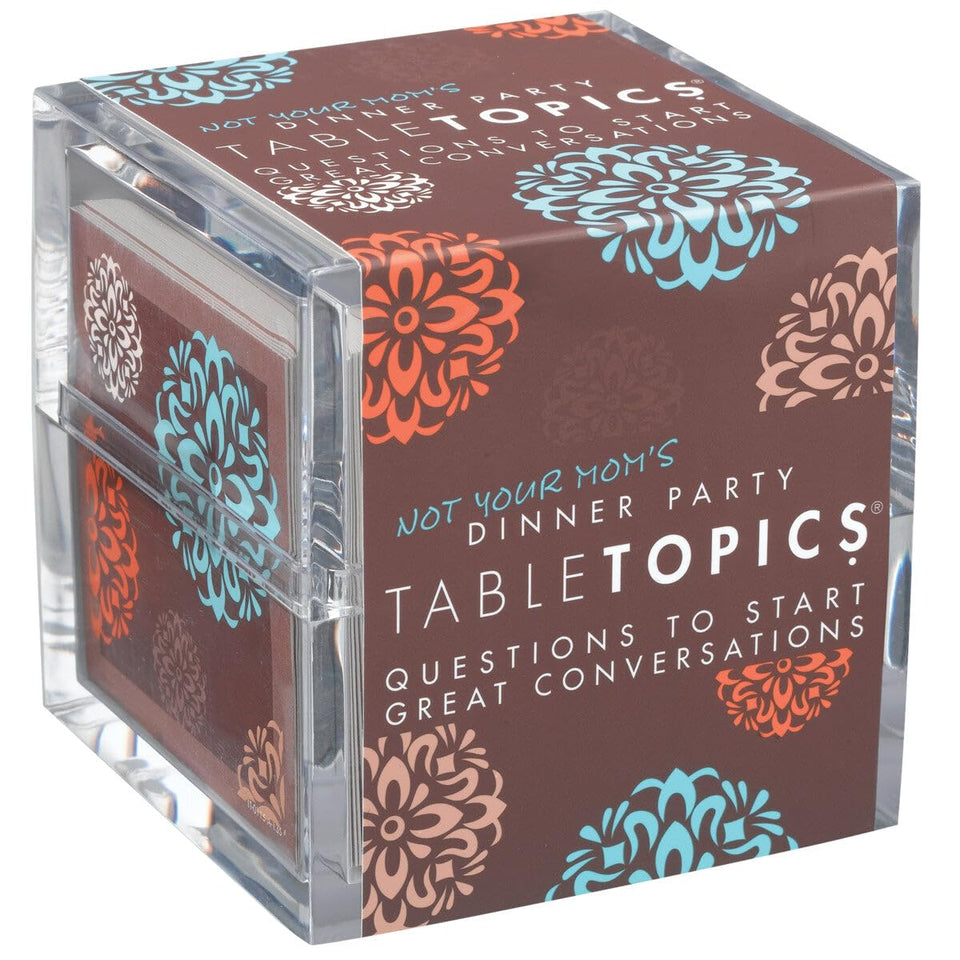 TableTopics Not Your Mom's Dinner Party cards on table spark lively conversations.