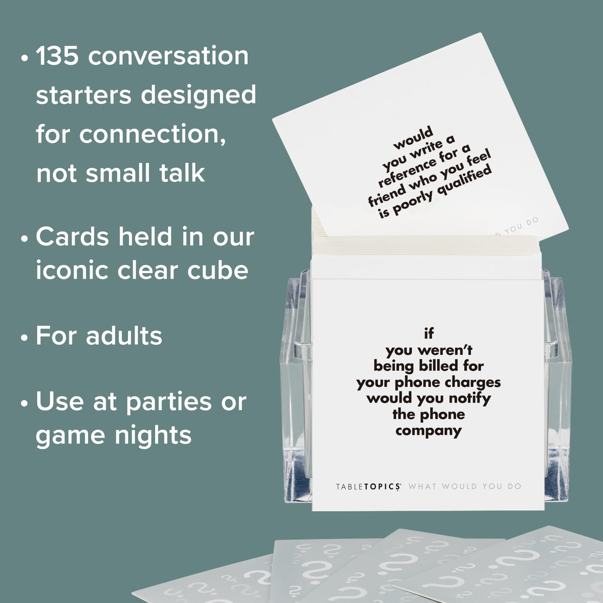 TableTopics sticky situations prompt cards for engaging conversations.