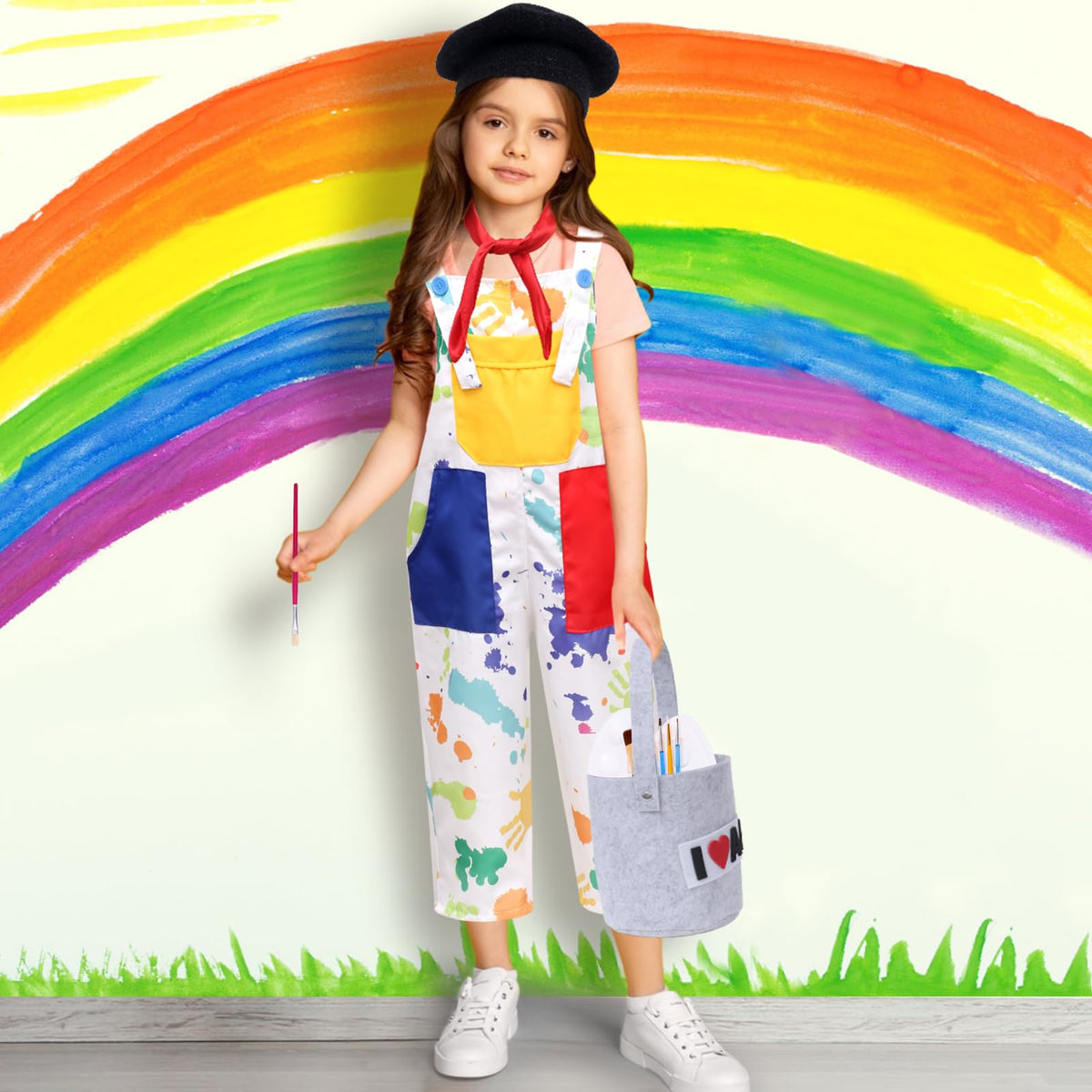 Tacobear kid artist costume beret adds authentic look for imaginative painting