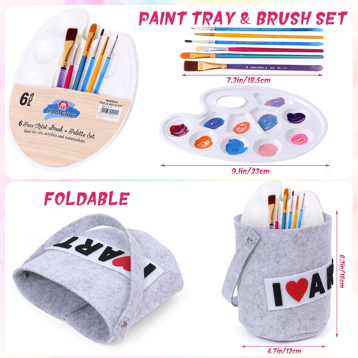 Tacobear paint bucket prop keeps palettes organized for classroom or home use