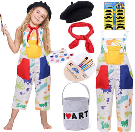 Tacobear kids artist costume overalls with pockets for brush storage during play