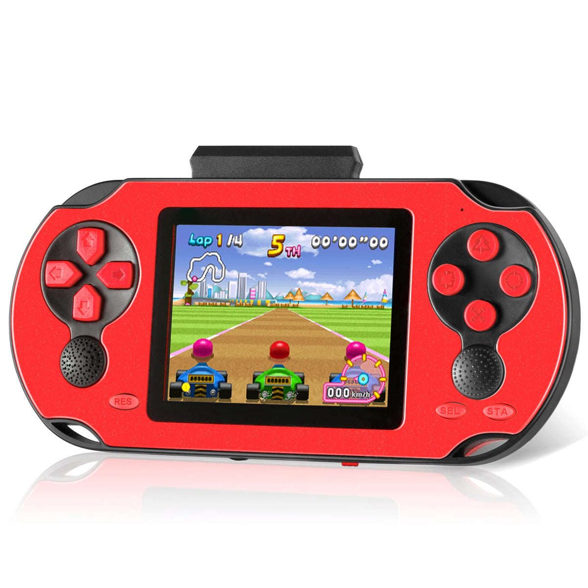 TaddToy 16-bit handheld front view for portable retro gaming on the go
