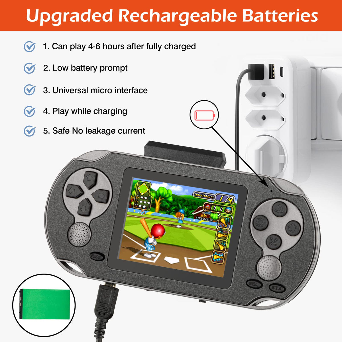 TaddToy 16 Bit handheld cartridges included, three classic games ready to play.