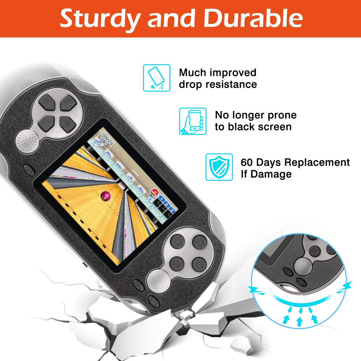 TaddToy handheld durable shell with anti-fingerprint and anti-scratch finish.