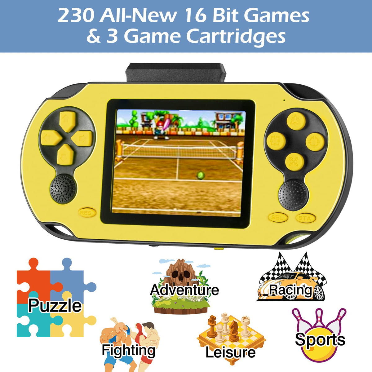 TaddToy 16Bit handheld side view, lightweight grip for kids and adults
