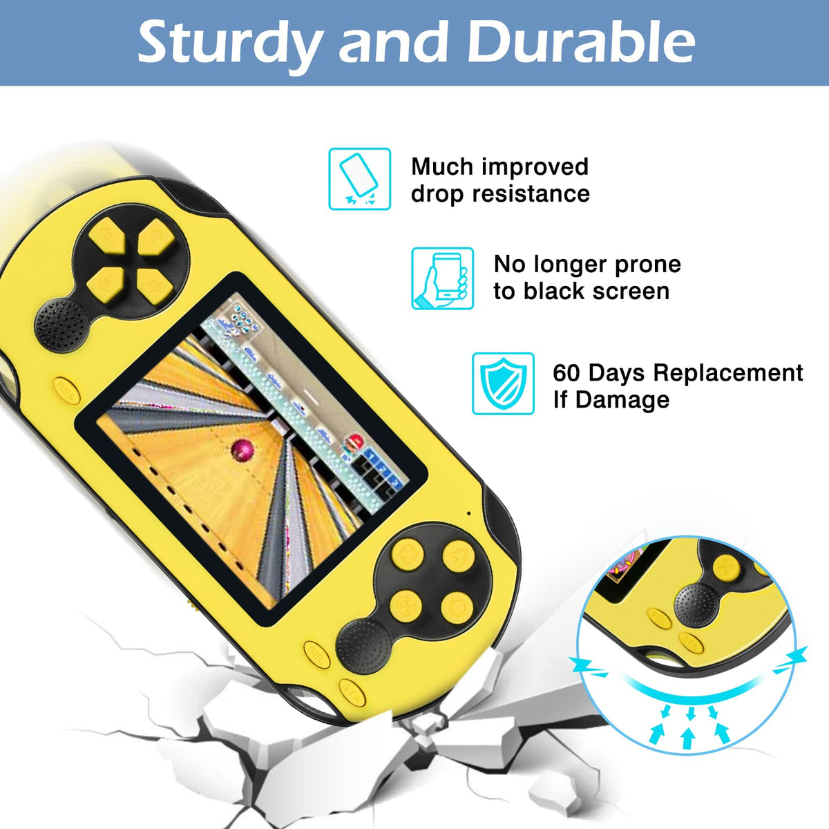 TaddToy 16Bit rechargeable battery icon, long play sessions on a single charge