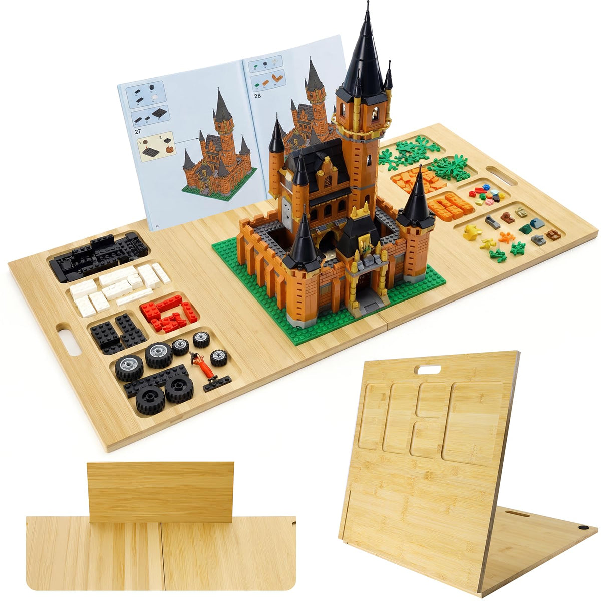 Tademis baseplate table folded for space-saving storage and quick setup.