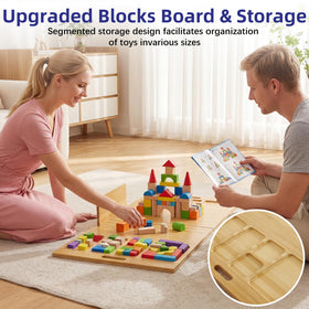 Tademis baseplate table featuring 11 trays and a shelf for organized parts.