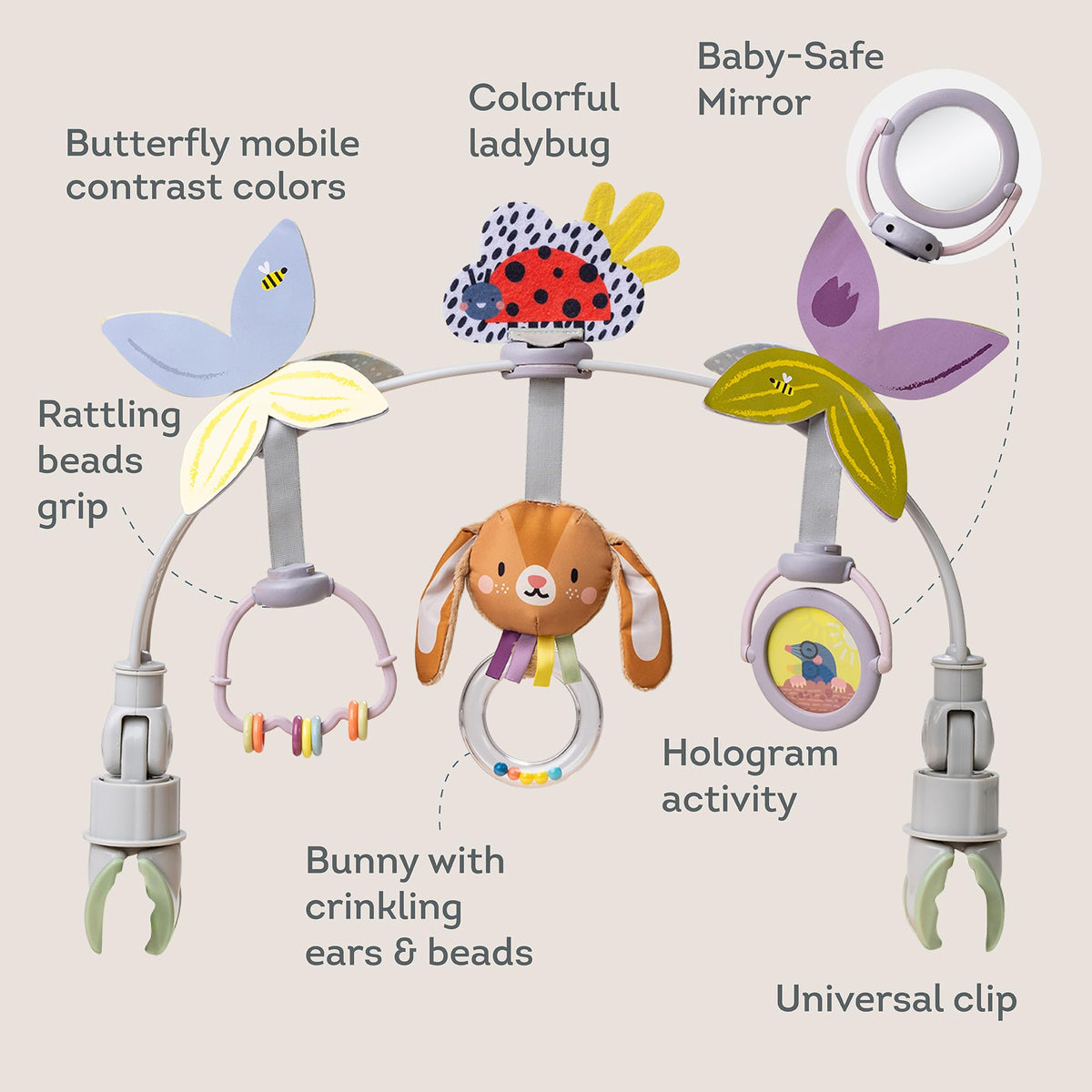 Taf Toys Baby Arch textured toys to spark sensory engagement