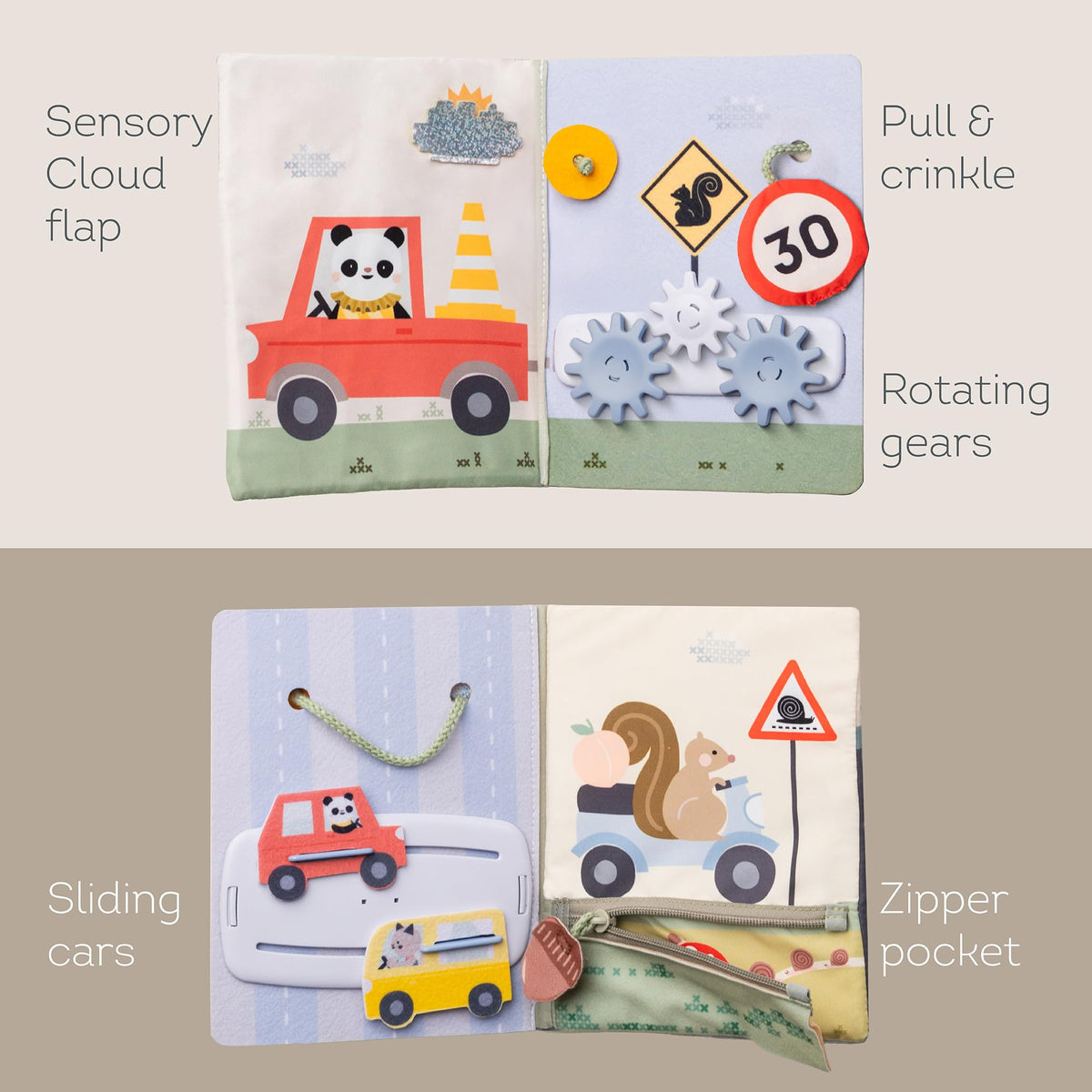 Taf Toys peekaboo-flaps interactive reveals during car journeys