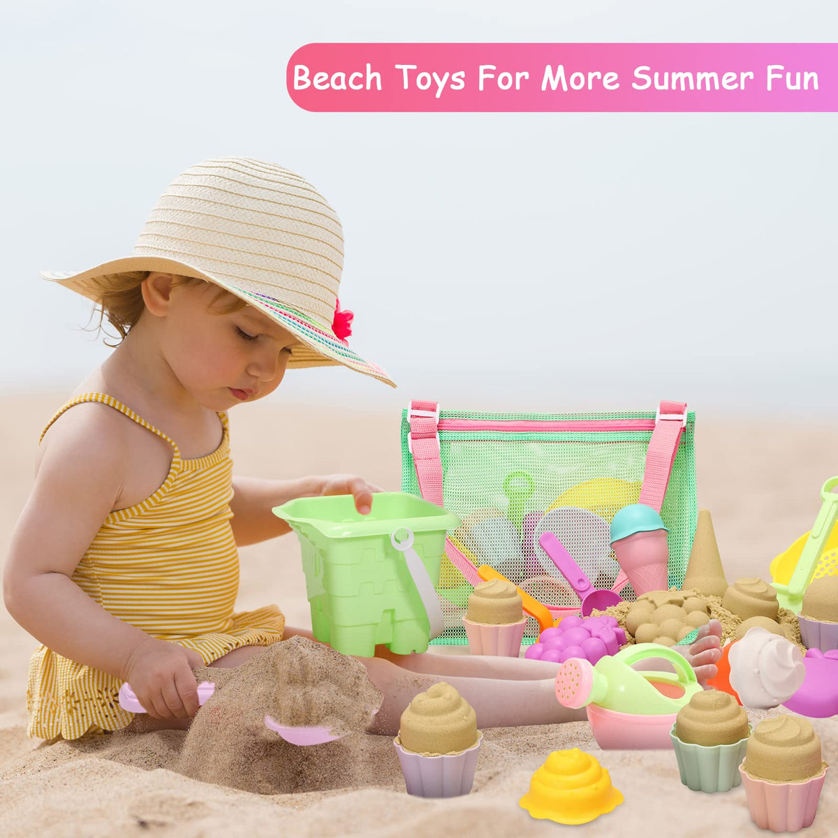 Tagitary bucket and watering can support water play and sand shaping on sunny days.