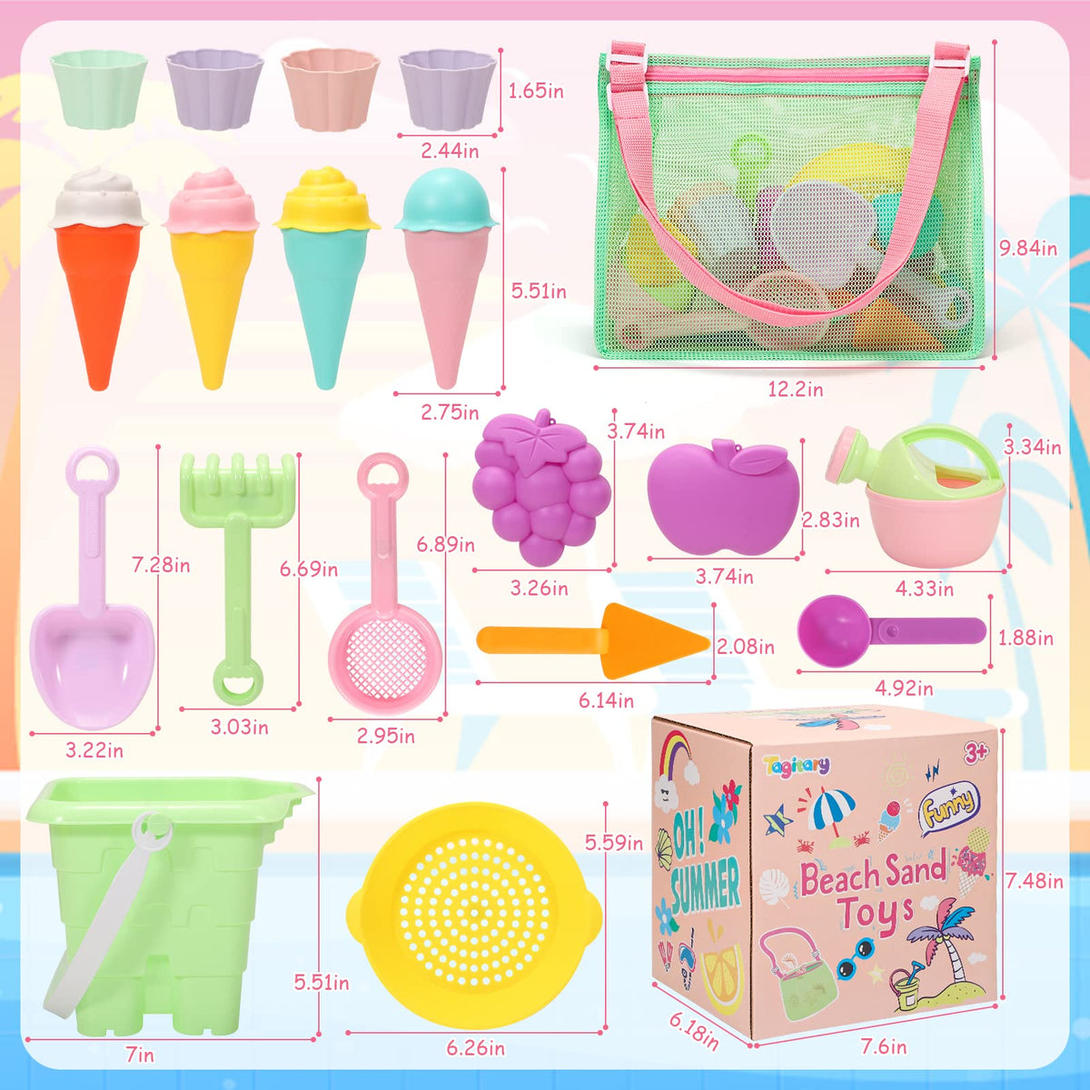 Tagitary kids enjoy a complete 23-piece beach set for outdoor fun.