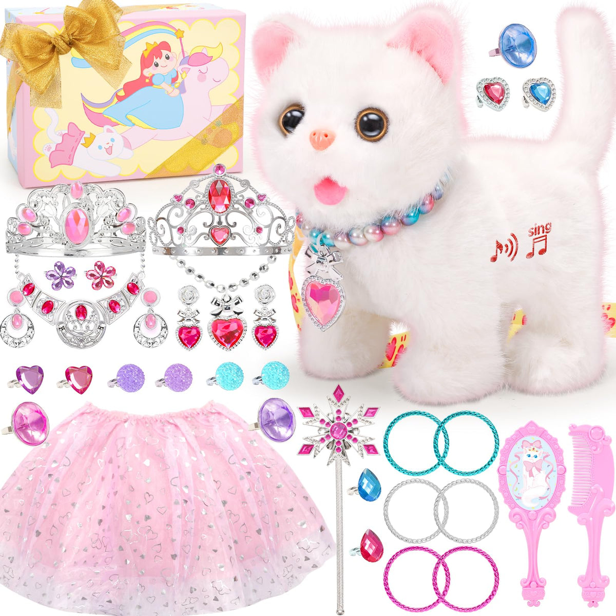 Tagitary plush talking cat in box, gift-ready presentation for imaginative play.