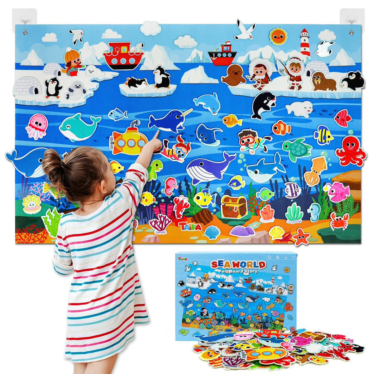 Taika Ocean Felt Story Board cover with vibrant scenes for storytelling practice.