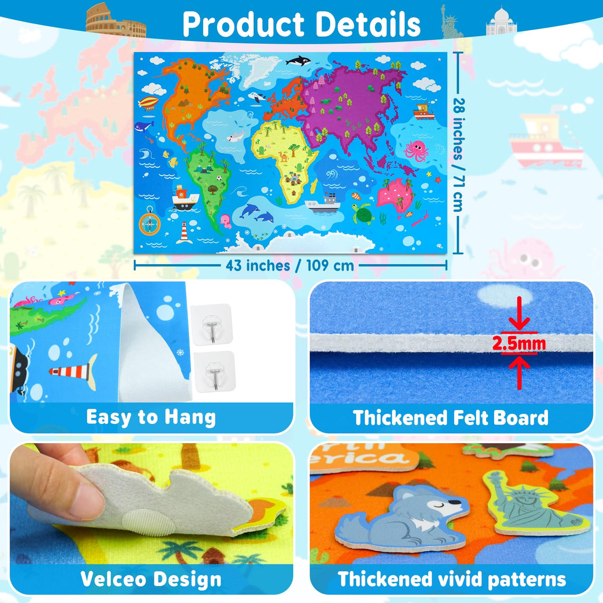 Taika World Felt Set animal icons for imaginative travel
