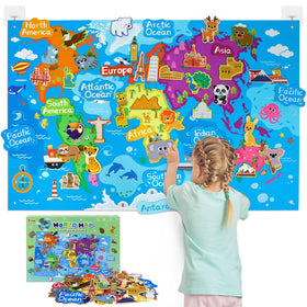 Taika World Felt Set world map graphic for geography play