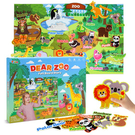 Taika Zoo flannel board layout shows the complete learning setup