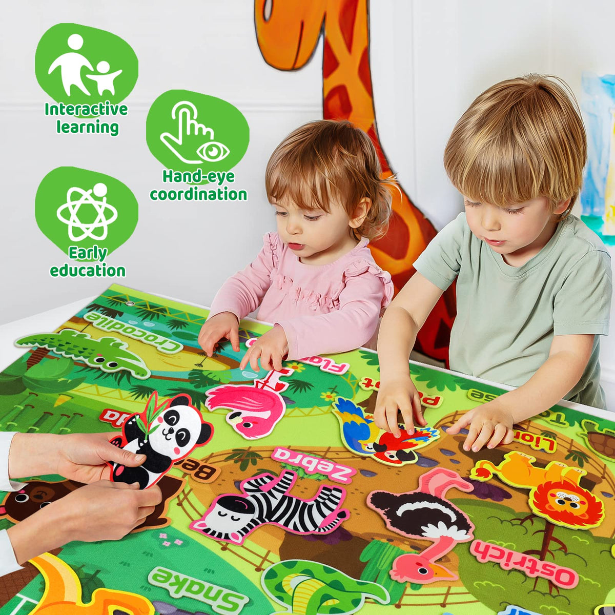Taika Zoo giraffe figure supports animal recognition during play