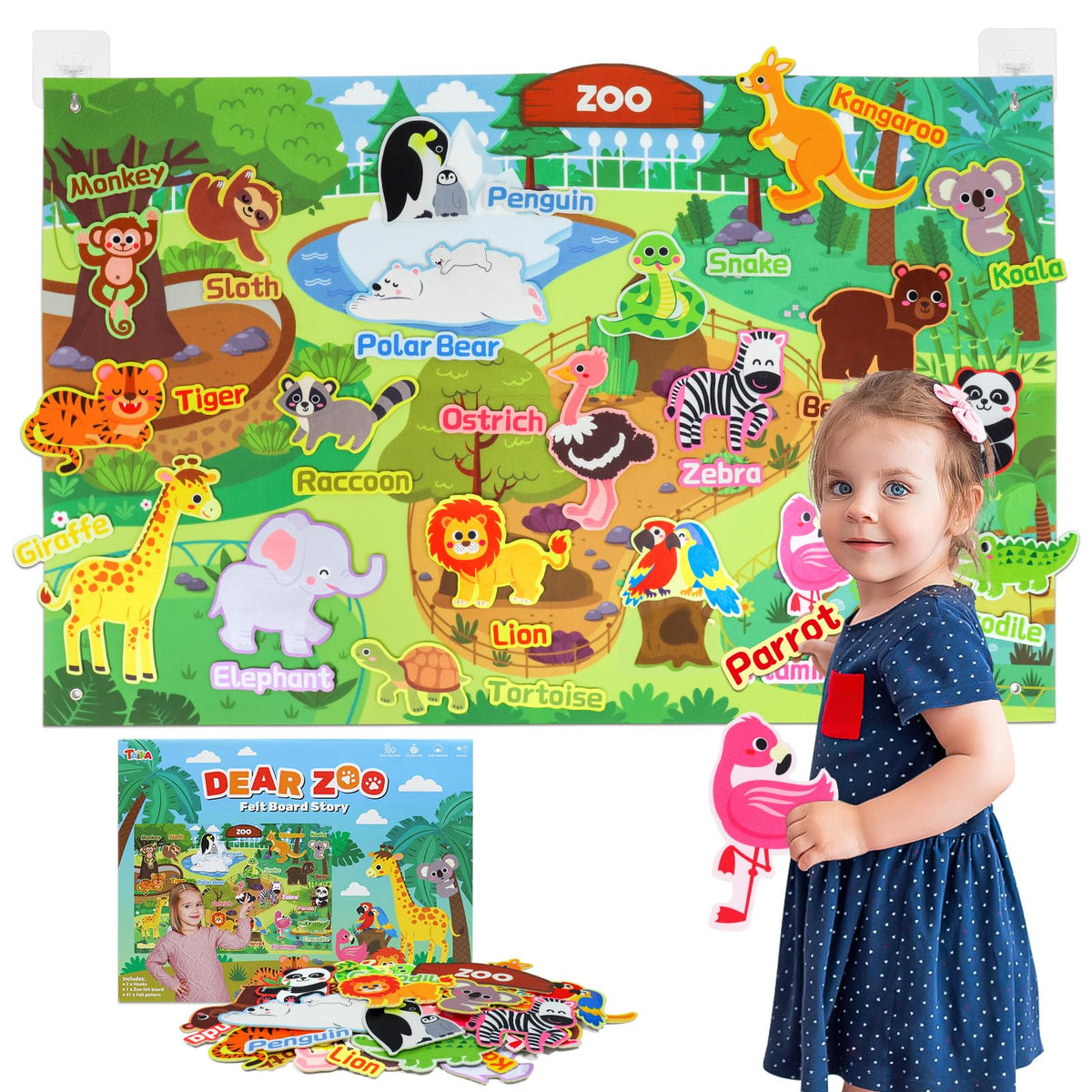 Taika Zoo ostrich figure on soft felt for interactive storytelling