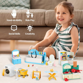 TAKIHON 56-piece dollhouse kit complete set for versatile pretend play