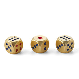 Three weighted golden dice enhance visual appeal and tactile feedback