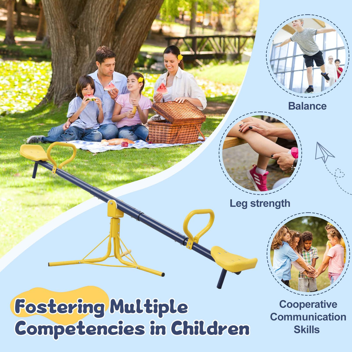 TAILERNRUYE versatile indoor/outdoor seesaw suitable for balcony, yard, or playroom.