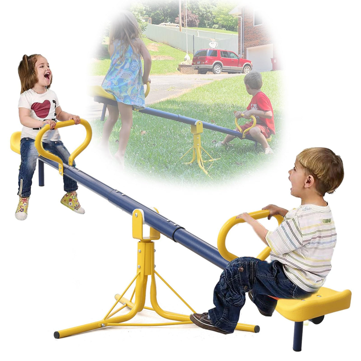 TAILERNRUYE seesaw outdoor backyard setup shows durable construction for long-lasting play.