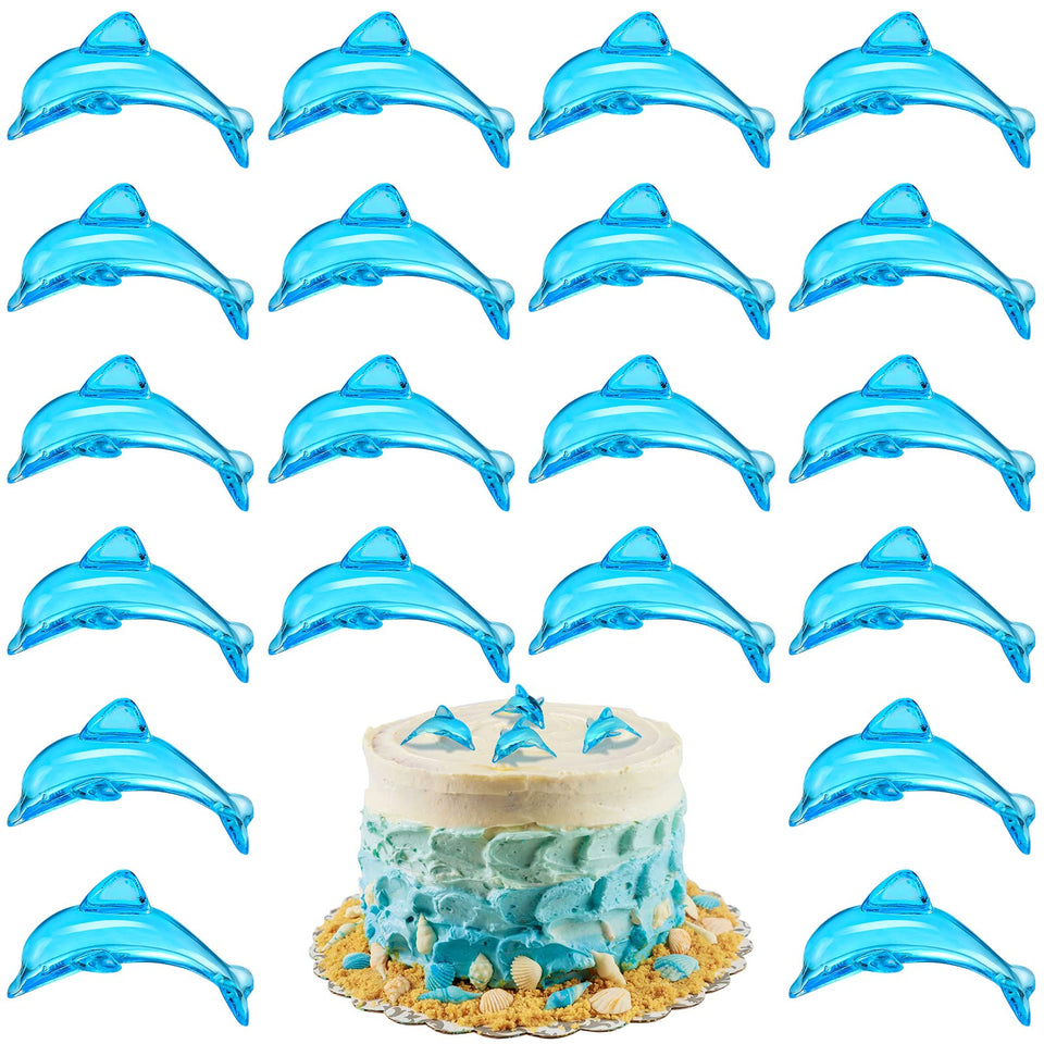 Taiyin 125-piece acrylic dolphins cupcake toppers add a sparkling blue ocean vibe to desserts.