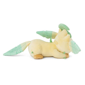 TAKARA TOMY Arts Pokemon Suyayuya Leafeon plush side view for decorative shelf presence