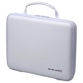Takara Tomy Beyblade X BX-43 gear case white ver shows organized Beyblade storage.