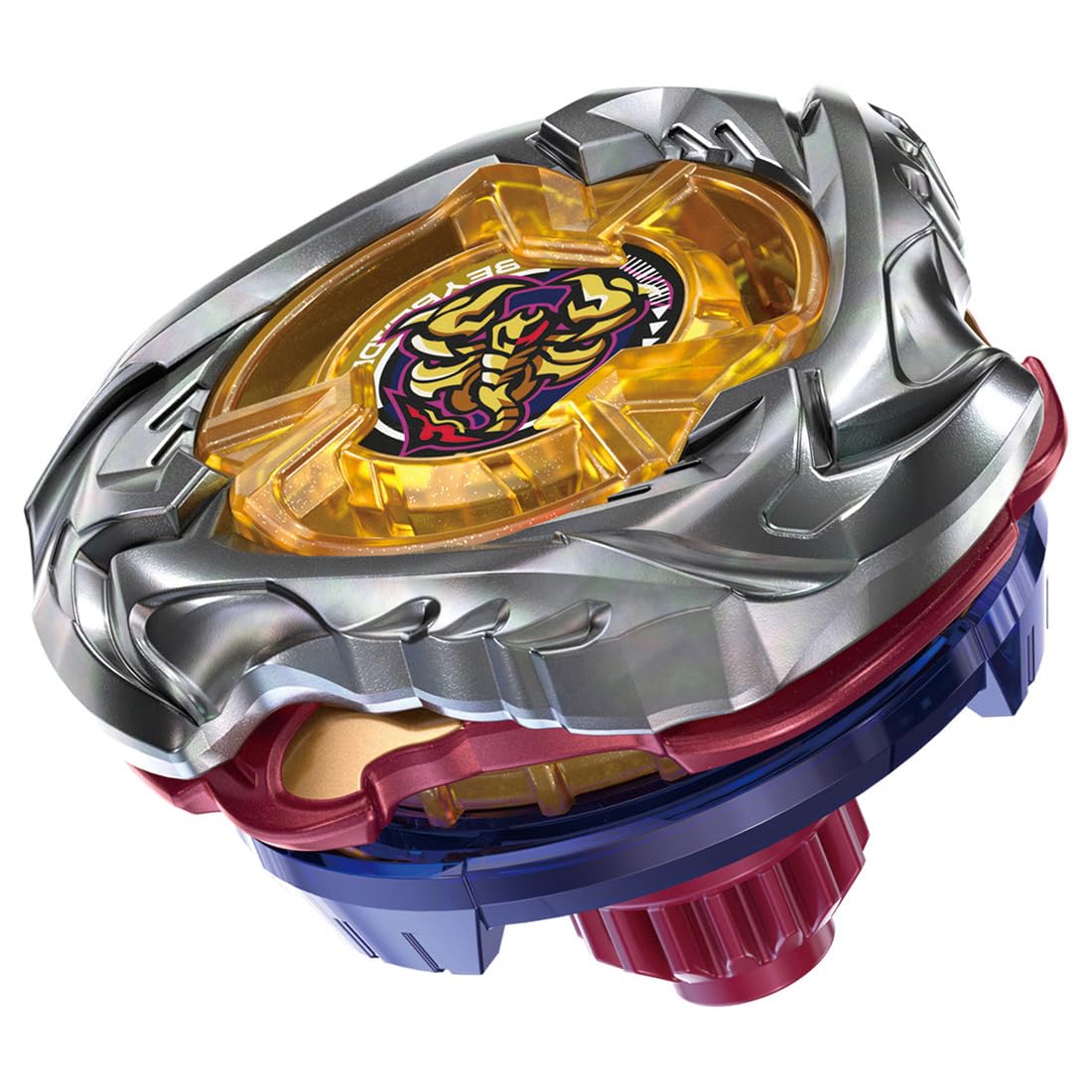 Takara Tomy Beyblade X UX-14 Scorpio Spear back view highlights battle-ready silhouette.