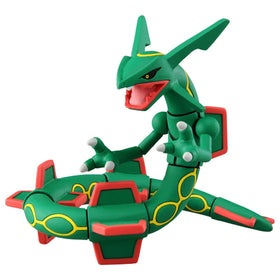 Takara Tomy Moncolle Rayquaza figure full-body view for shelf display