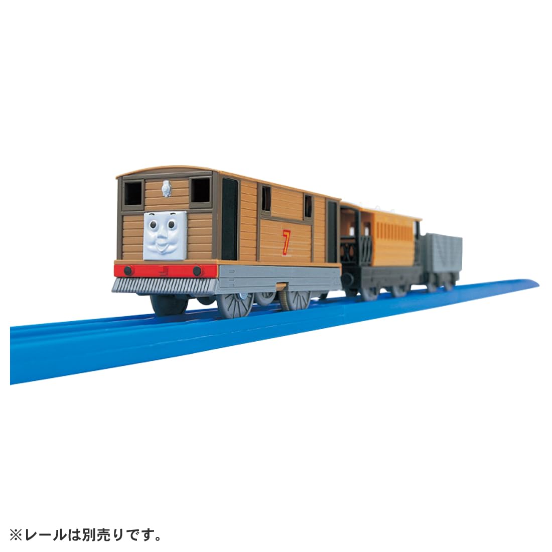 Takara Tomy Plarail Thomas TS-11 Toby AF27 side view shows detailed coloring for collectors.