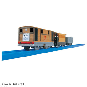 Takara Tomy Plarail Thomas TS-11 Toby AF27 side view shows detailed coloring for collectors.